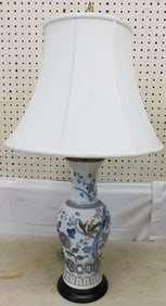 Oriental Painted Porcelain Vase Made Into Lamp