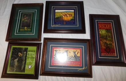 Lot Five Autographed Charleston Wildlife Exposition Framed Prints