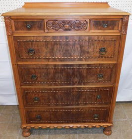 Antique Walnut Five Drawer Chest