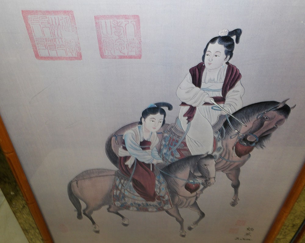 Pair Oriental Framed Prints In Faux Bamboo Frames (1 of 5)