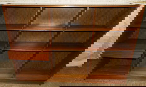 Mid Century Modern Danish Teak Wood Veneer One Drawer Bookshelf