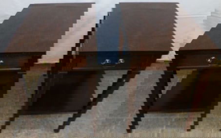 Pair Cherry One Drawer End Tables By Mersman