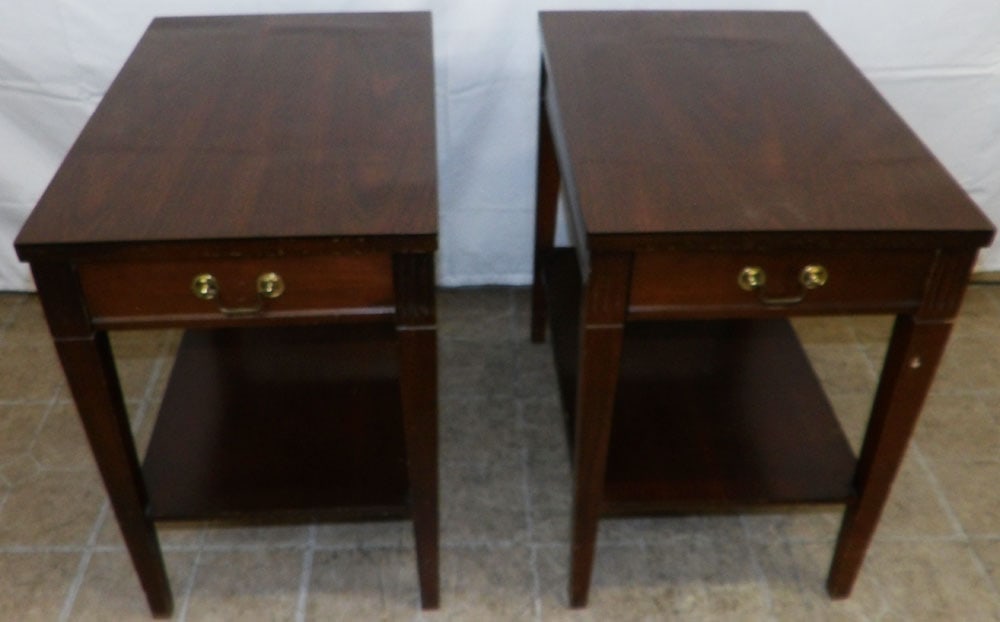 Pair Cherry One Drawer End Tables By Mersman (1 of 5)