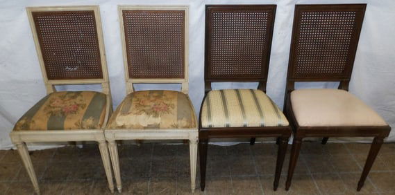 Set Four Cane Back Dining Chairs By Sloane