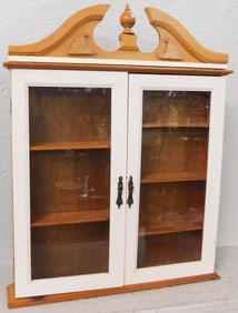 Small Painted Wall Cabinet With Glass Doors - One Glass Door Cracked