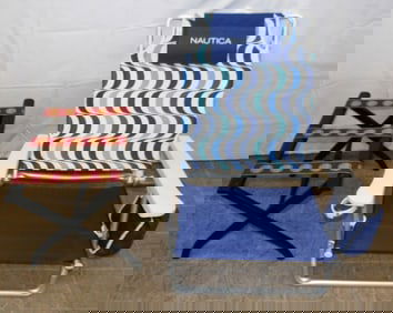 Folding Chair & Painted Wood Luggage Rack