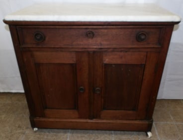 Antique Walnut Marble Top Wash Stand