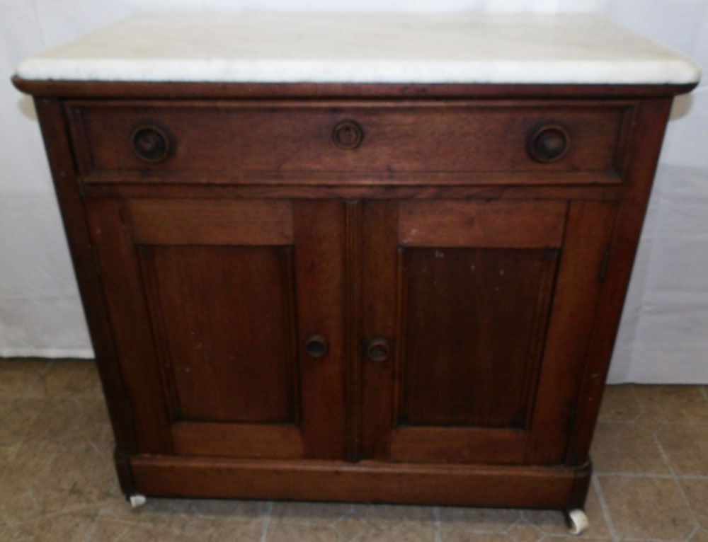 Antique Walnut Marble Top Wash Stand (1 of 6)