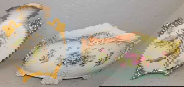 Two Hand Painted Porcelain Items - One Restored