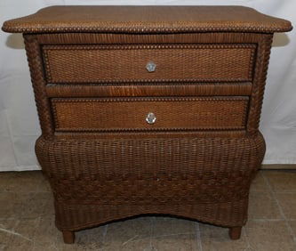 Wicker Two Drawer Night Stand
