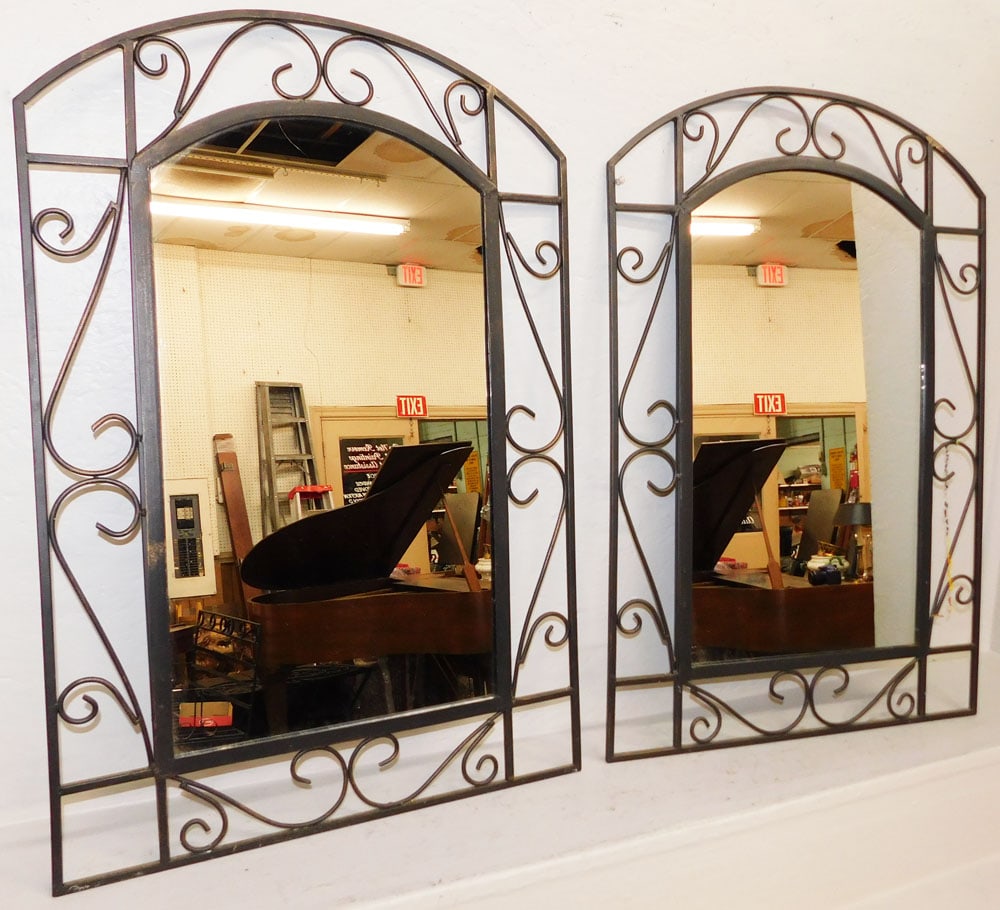 Pair Metal Framed Mirrors: Pair Metal Framed Mirrors. 30" X 20" ALL DESCRIPTIONS AND ANY CONDITION STATEMENT GIVEN BY LANGSTON AUCTION GALLERY ARE STRICTLY OPINIONS AND LANGSTON'S SHALL HAVE NO RESPONSIBILITY FOR ERRORS OR OMIS