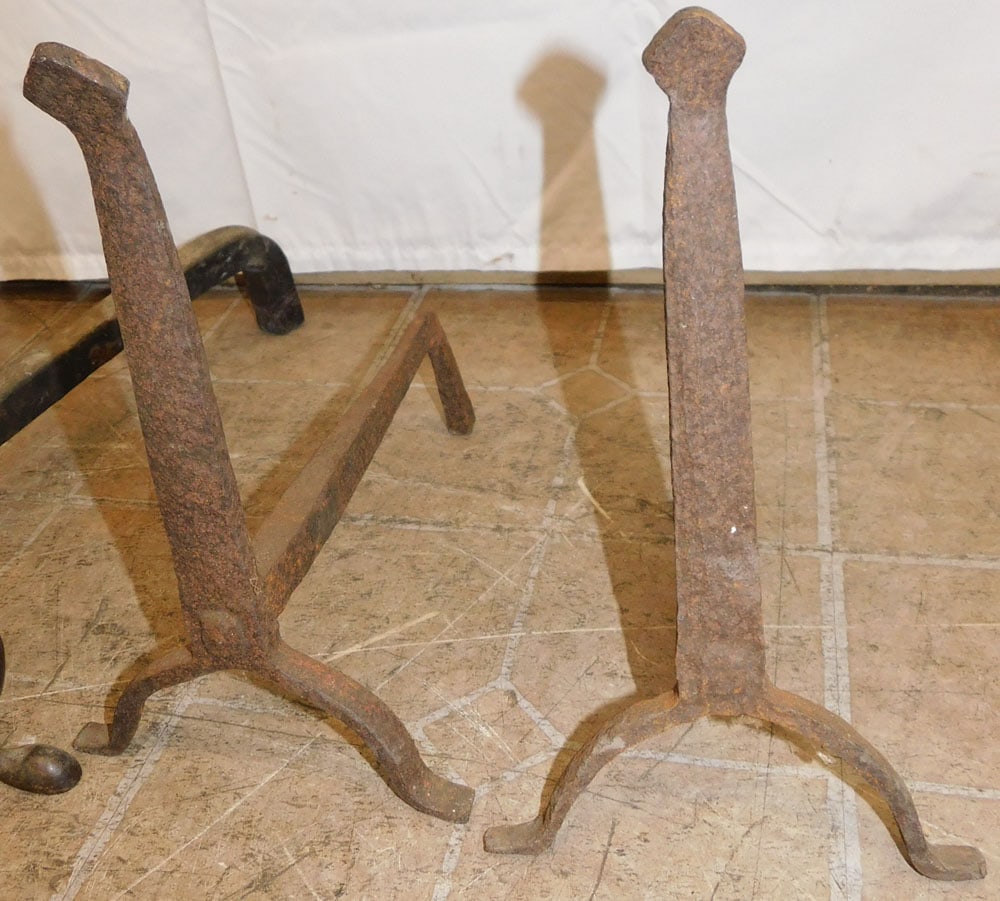 Pair Brass Cannonball Andirons & Pair Urn Andirons (1 of 3)