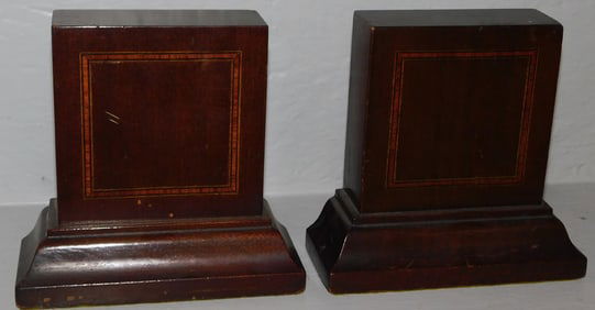 Pair Mahogany Inlay Bookends