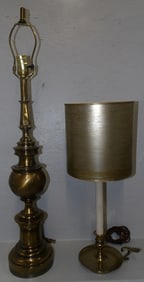 Brass Candlestick Lamp & Gilded Metal Lamp