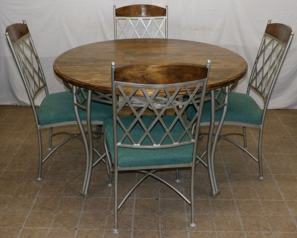 Painted Metal & Cherry Dining Table With Four Chairs (1 of 4)
