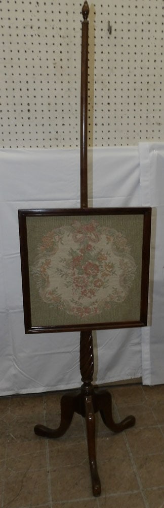 Mahogany Framed Tapestry Fire Screen (1 of 3)