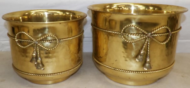 Pair Brass Jardinières