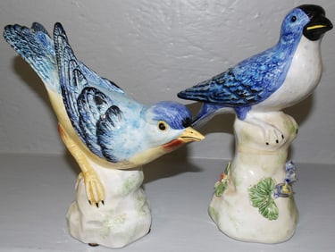 Pair Italian Painted Porcelain Birds