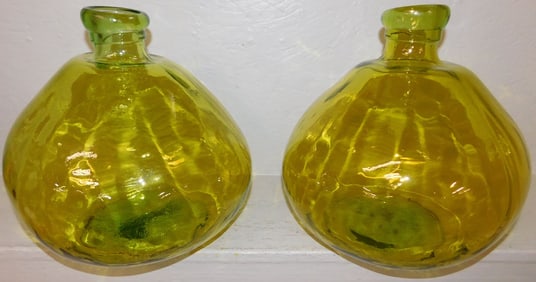 Pair Large Glass Bottle Form Vases