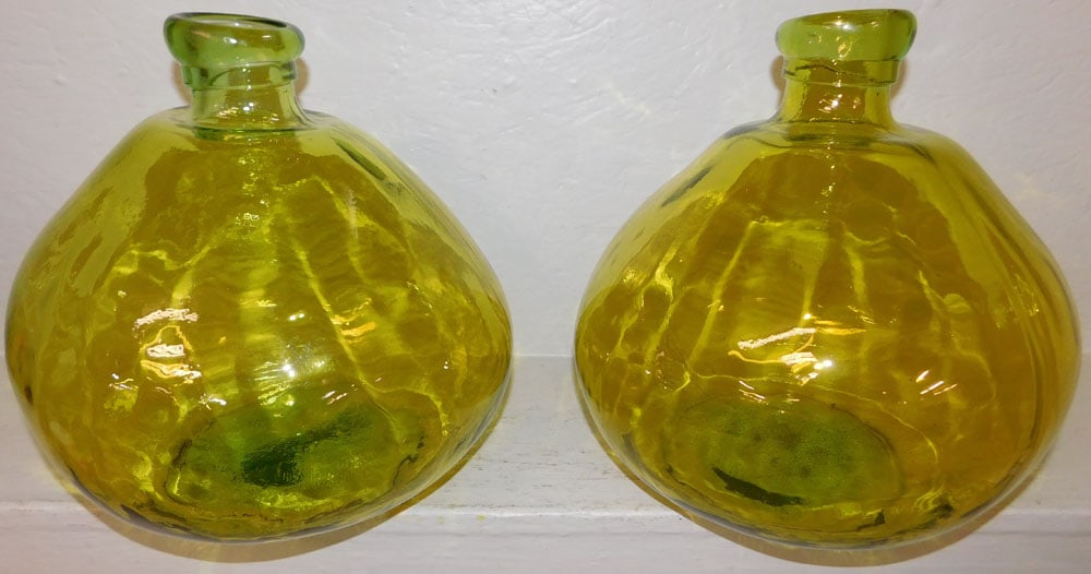 Pair Large Glass Bottle Form Vases (1 of 2)