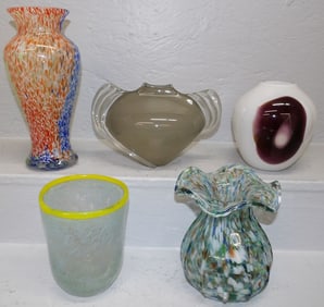 Lot Five Art Glass Vases