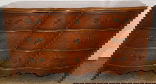 Cherry French Provincial Nine Drawer Dresser By Bassett