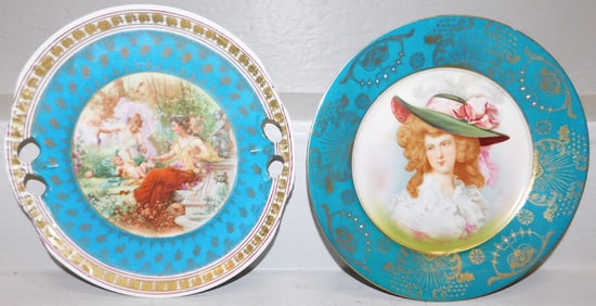 Two Hand Painted Porcelain Portrait Plates
