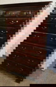 19th C Mahogany Two Part Chest On Chest