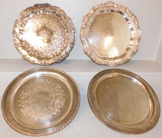 Lot Four Silver Plate Trays