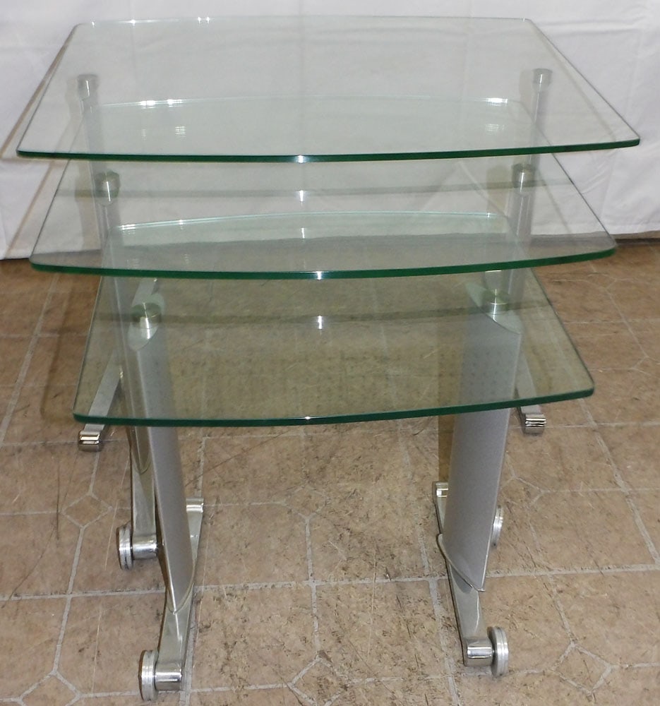 Modern Chrome Glass Top Nesting Tables (1 of 4)