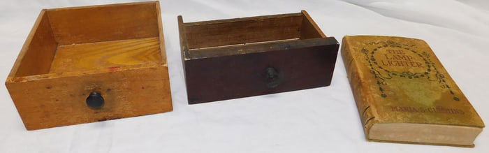 Two Antique Drawers & Book