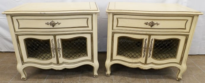 Pair Painted French Provincial Night Stands By Henredon