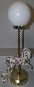 Painted Porcelain Gilded Metal Carousel Lamp