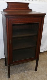 Antique Mahogany Inlaid Glass Door Cabinet