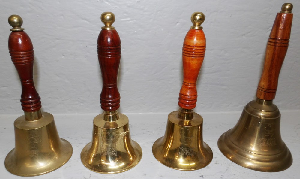Lot Four Brass School Bells (1 of 7)