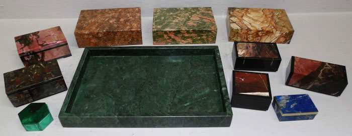 Lot Marble & Lapiz Trinket Boxes & Tray