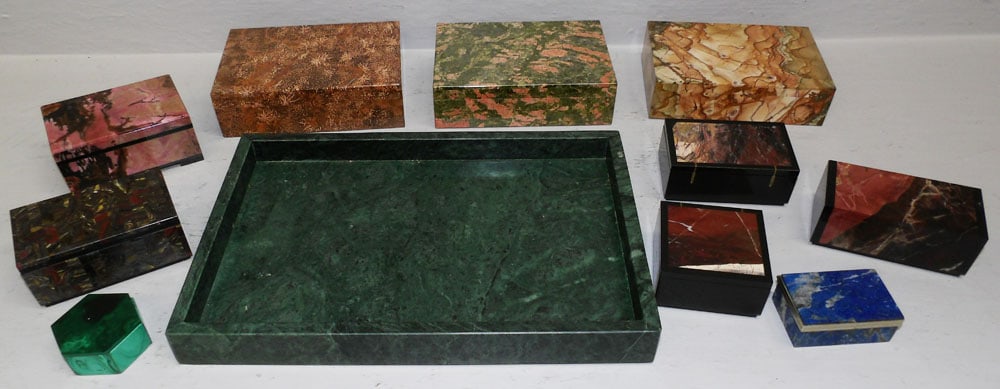 Lot Marble & Lapiz Trinket Boxes & Tray (1 of 6)