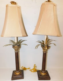 Pair Metal & Resin Decorative Lamps