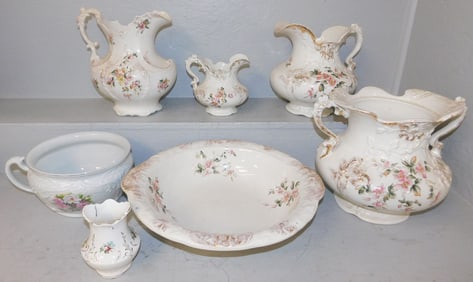 Lot Painted Porcelain Chamber Set Items