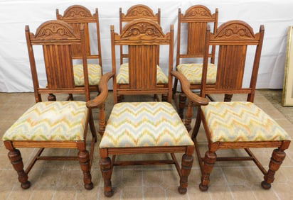 Set Six Oak Dining Chairs