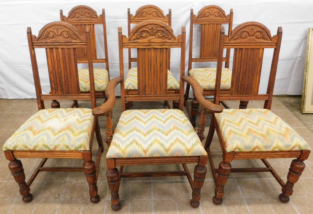 Set Six Oak Dining Chairs (1 of 6)