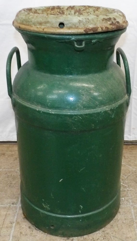 Antique Painted Metal Milk Can (1 of 4)
