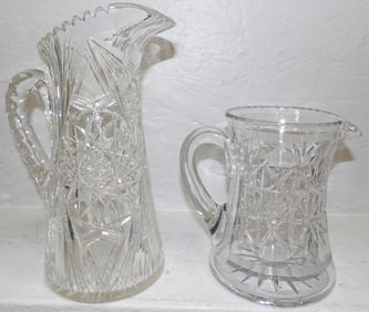 Two Antique Cut Glass Pitchers