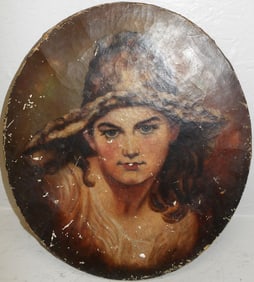 19th C Oil On Canvas Portrait Of Lady