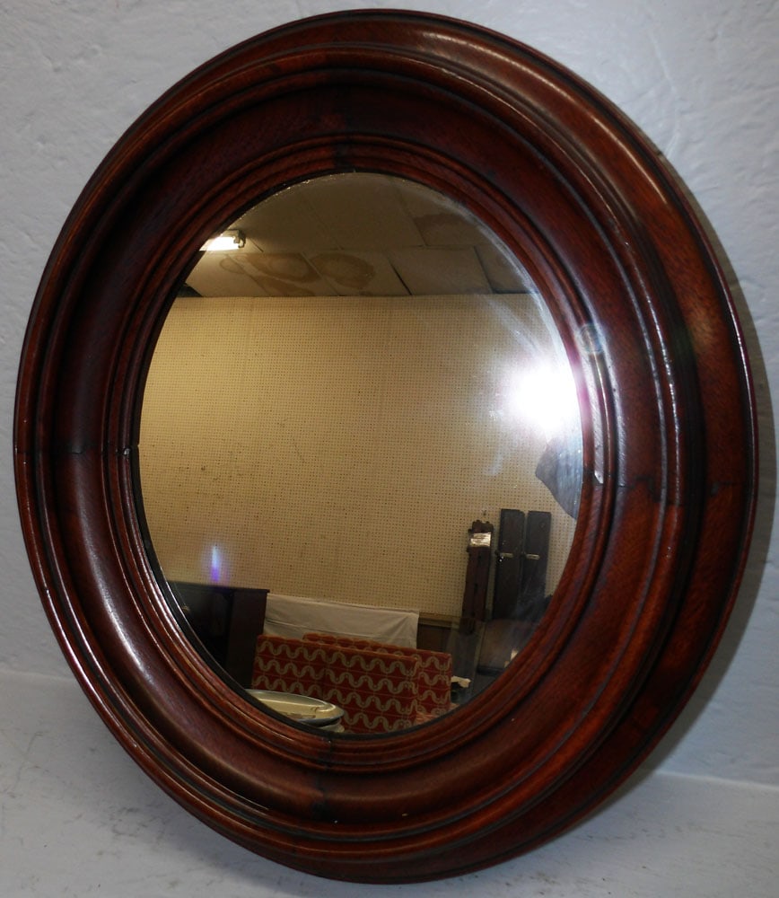 Antique Walnut Shadow Box Framed Mirror (1 of 3)