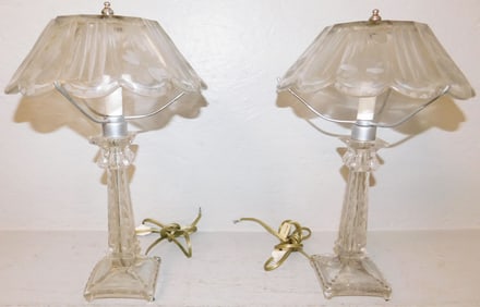 Pair Cut Glass Lamps