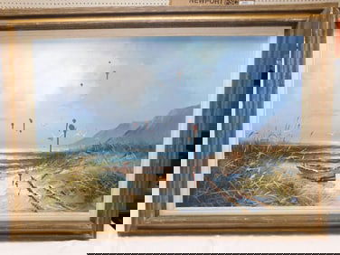 Framed Oil On Canvas Beach Scene - Artist Signed