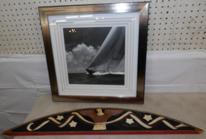 Painted Wooden Eagle Panel & Framed Print