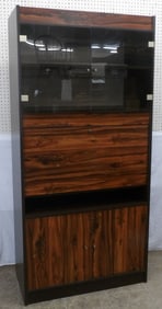 Mid Century Modern Glass Door Cabinet With Drop Down Writing Compartment