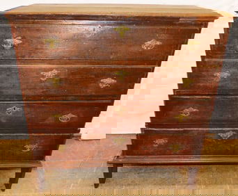 19th C Pine New England Mule Chest